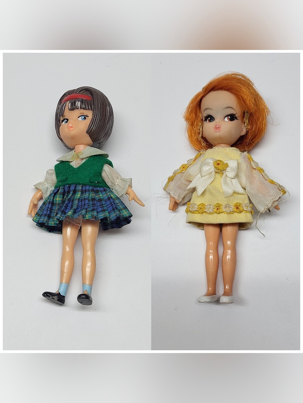Lot 2 Hasbro Little Darling Honey Susie Dolly Darlings Doll Toy  4" Vintage